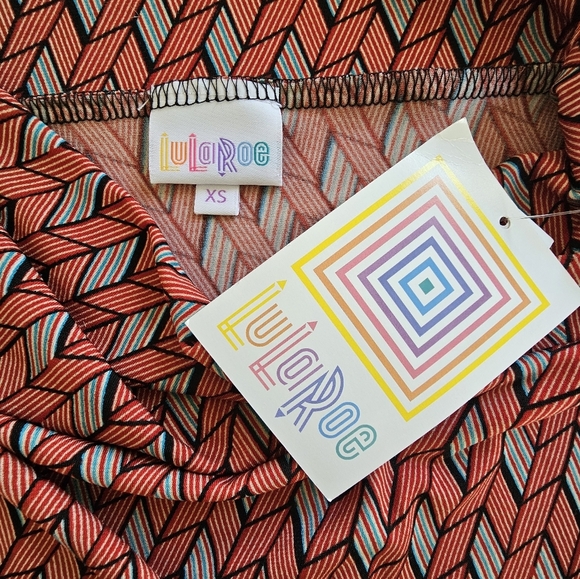 NWT Lularoe Multicolored Azure High- Low Knee  Lenght Skirt, Size XS - Picture 6 of 7